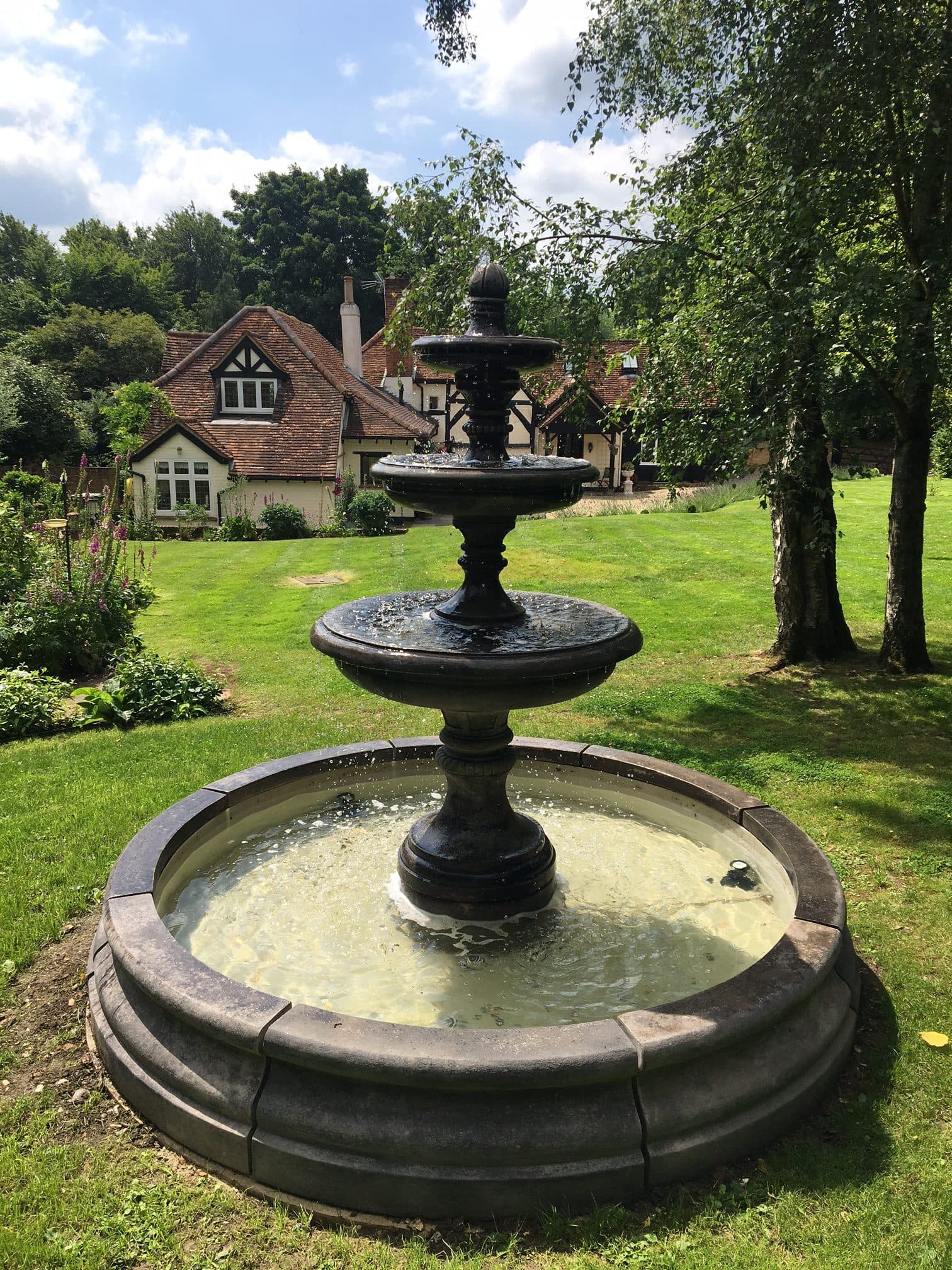 Stone fountains being finished by hand in the Chichester workshop